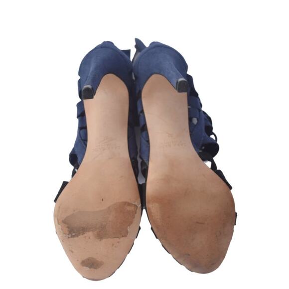 Zara High Heel Lace-up Colorblock Sandals Moody Blue & Black - Picture 6 of 7